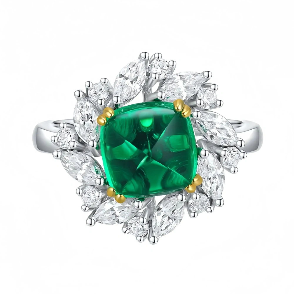 ShanLover Brand MGI Top Grade 2.5ct Lab Grown Green Emerald Gemstone Ring Women Real 925 Sterling Silver Wedding Rings Jewelry