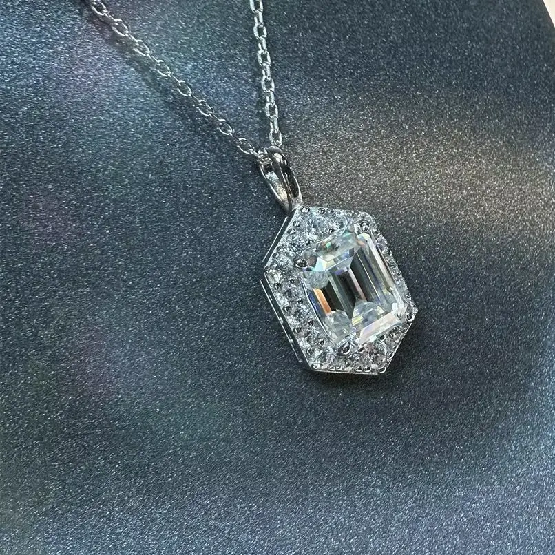 ShanLover Brand Moissanite Diamond Necklace for Women S925 Sterling Silver 3ct Cut Diamond Pendant Elegant Jewelry