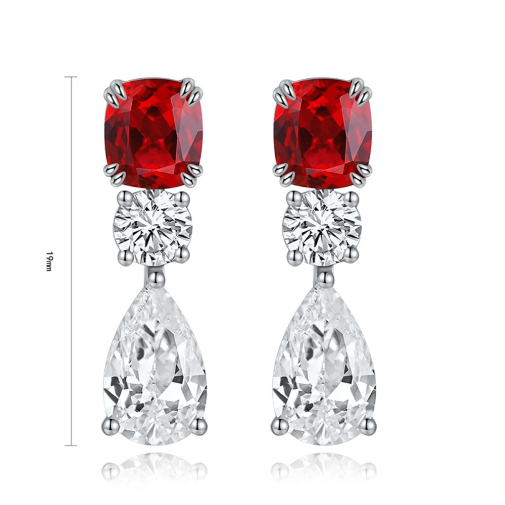 ShanLover Brand Luxury Brand Designer Ruby Stud Real 925 Sterling Silver Earrings High Quality Pigeon Blood Red Jewelry