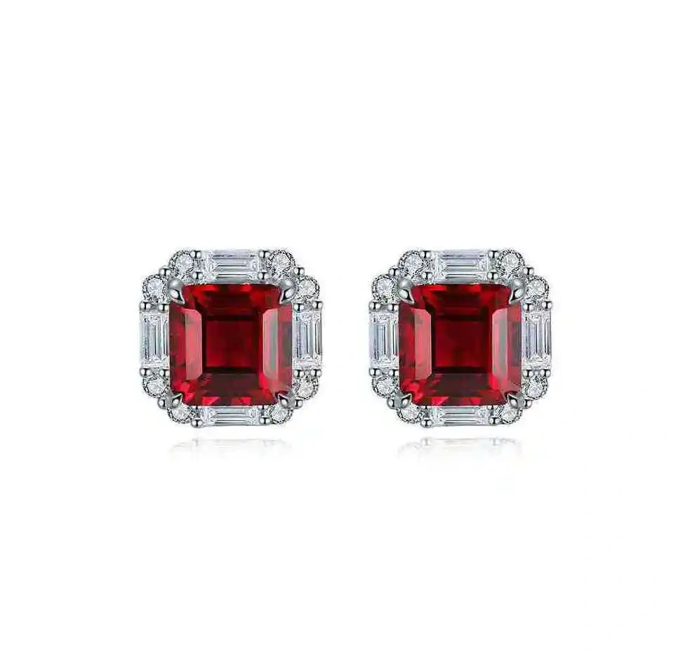 ShanLover Brand MGI Top Grade  Lab Grown Emerald Gemstone Ring Women Real 925 Sterling Silver Wedding  Earrings  Jewelry