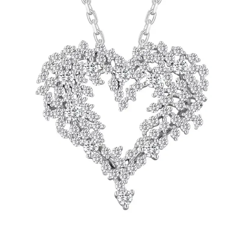 ShanLover Brand s925 925 Puer Sterling Silver Jewelry Pendants Necklace For Lovers Heart Zircon Gemstones Chain Necklace Pendant