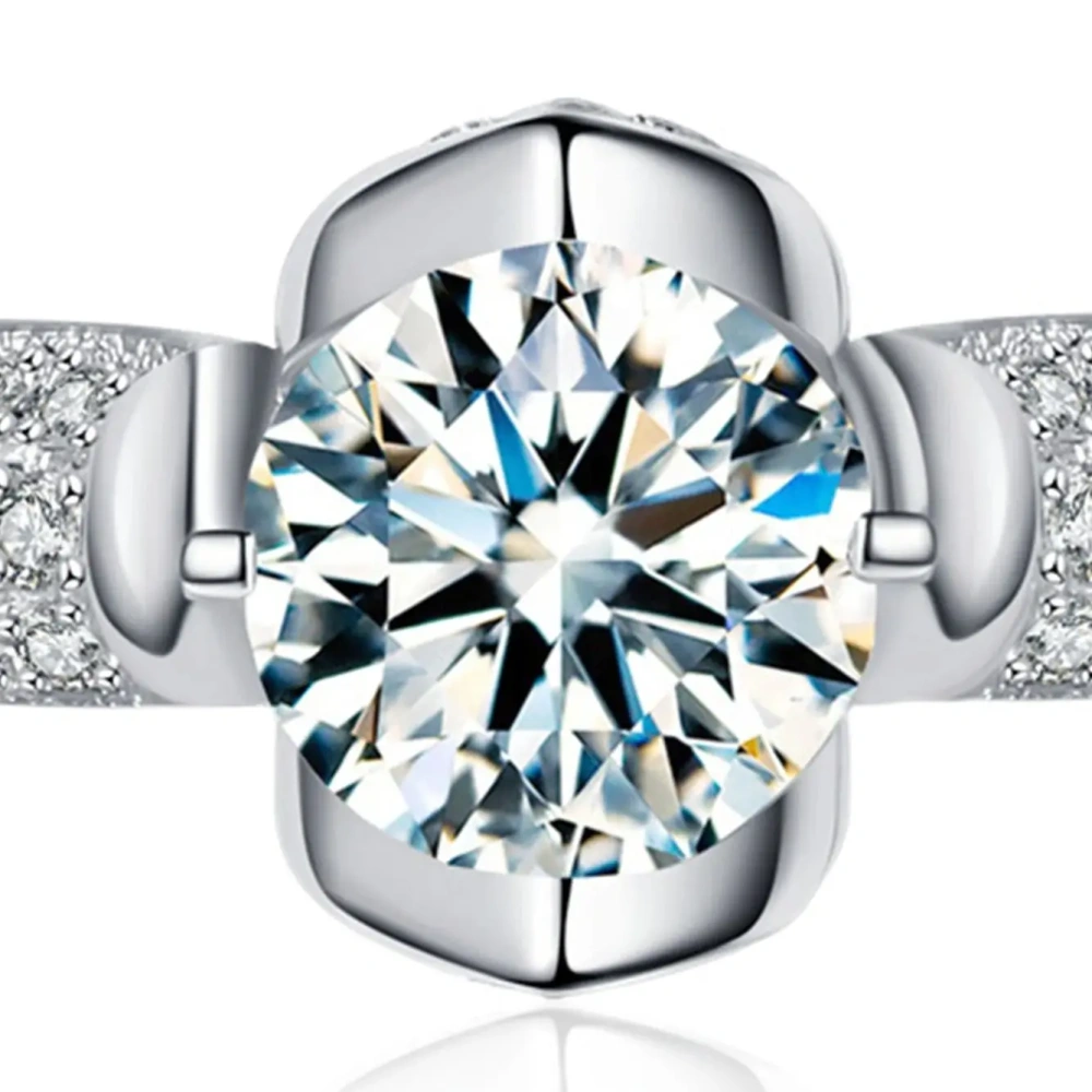 ShanLover Brand 2ct Moissanite Diamond Ring Unisex Square Cut S925 Sterling Silver Gemstone Jewelry for Men And Women