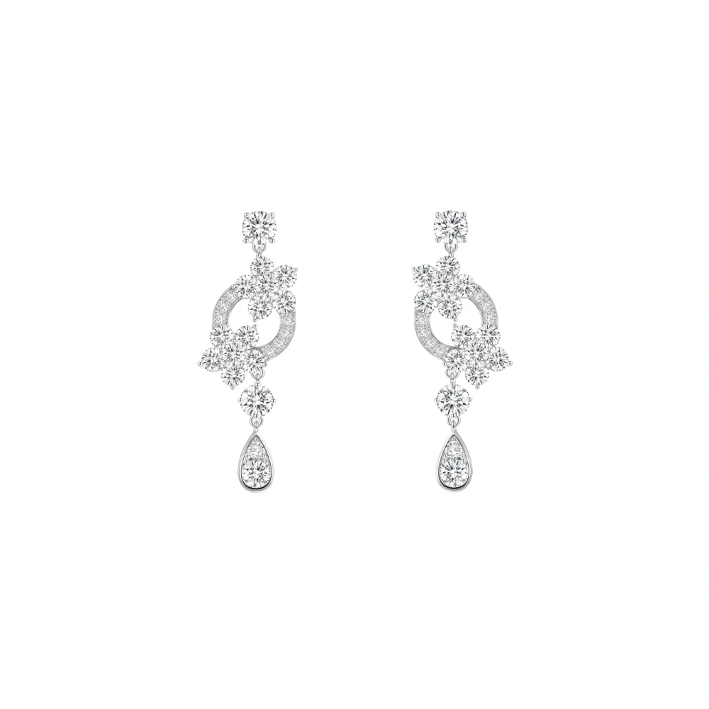ShanLover Brand 5A Grade 925 Sterling Silver Flower Tassel Zircon Earrings for Women Sophisticated Drop Earrings Jewelry