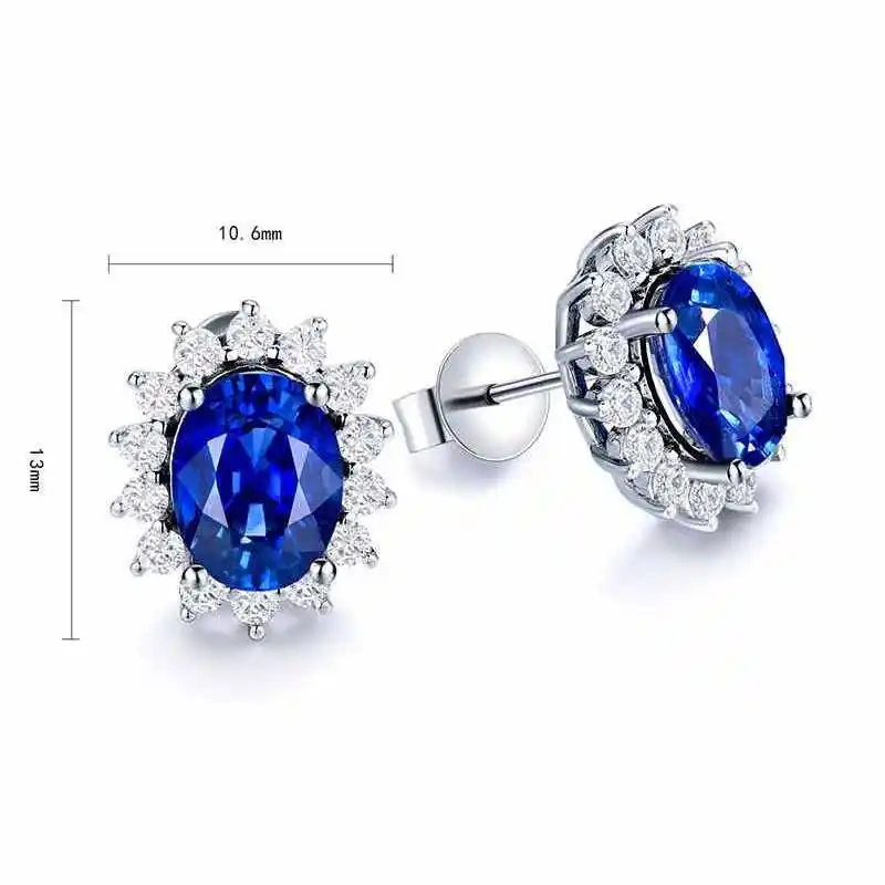 ShanLover Brand Classic Daifei Pei Paraiba Stud Earrings 4.1-Carat 925 Silver Simple Silver Wedding  Earrings  Jewelry ﻿