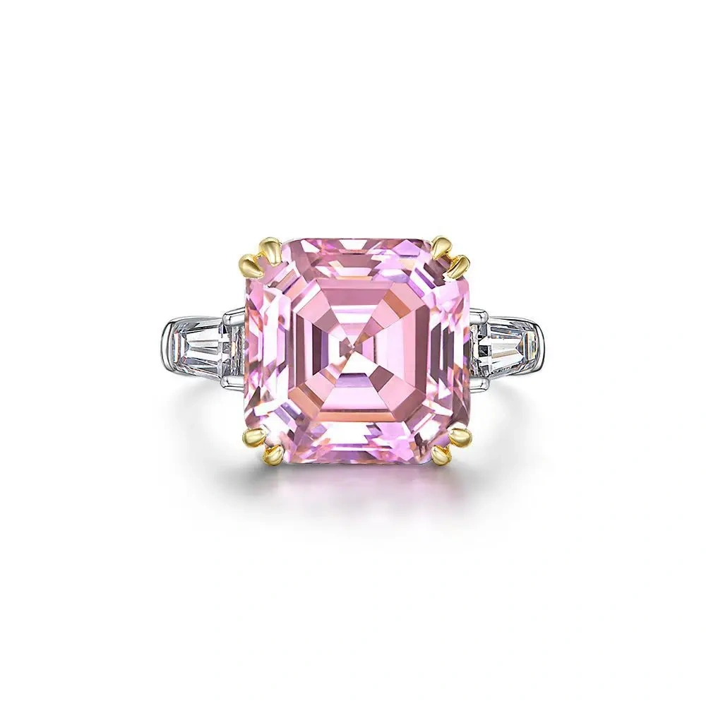 Winkin Winsin S925 925 Sterling Silver Luxury Square Lab Grown Gemstones High Carbon Diamond 7 Carat Ring Jewelry