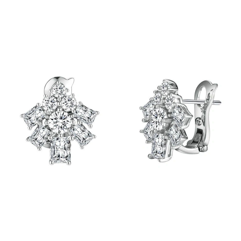 ShanLover Brand S925 High Quality Geometrically Irregular Diamond Stitched Stud Earrings High End Niche Fashion Elegant Jewelry