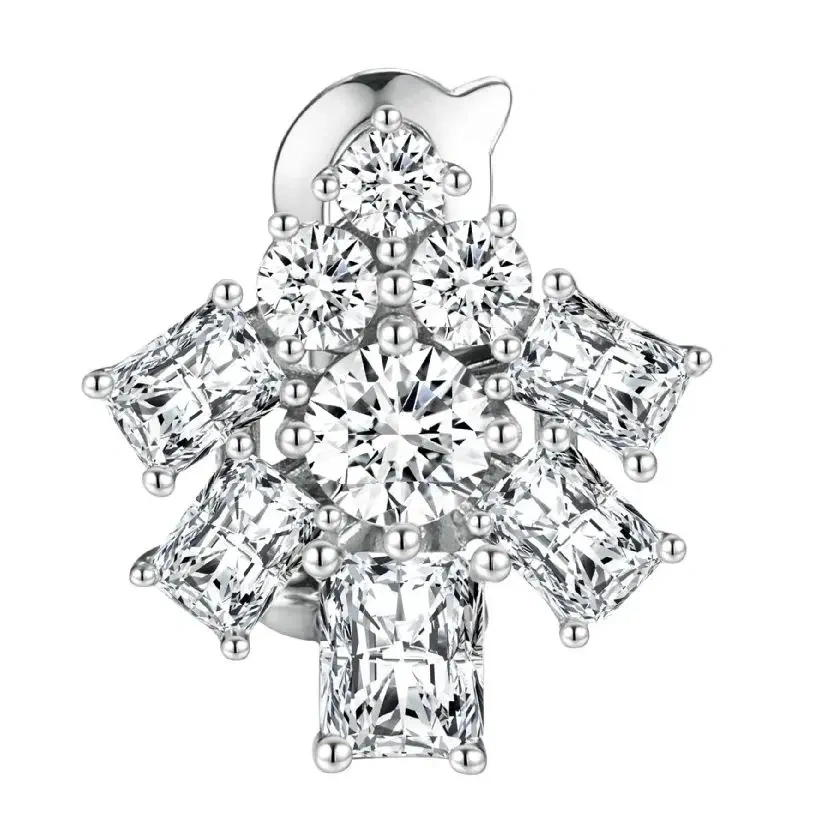 ShanLover Brand S925 High Quality Geometrically Irregular Diamond Stitched Stud Earrings High End Niche Fashion Elegant Jewelry