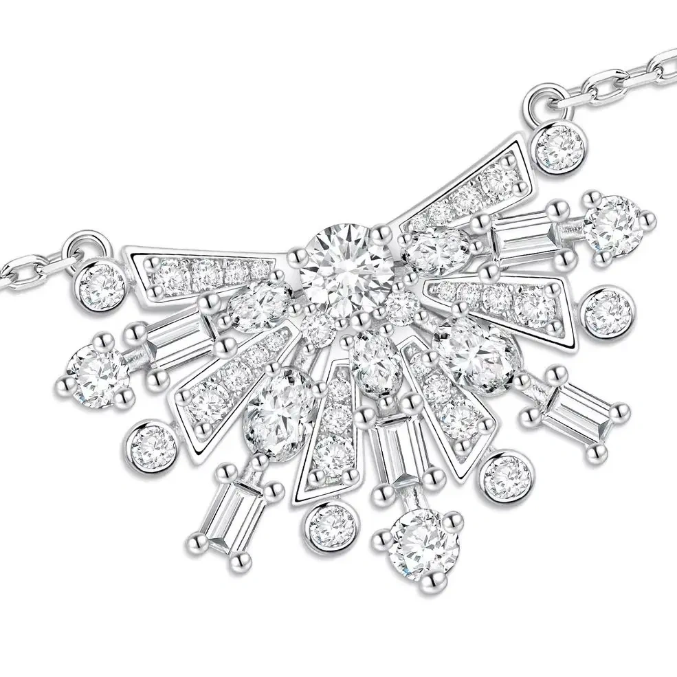 ShanLover Brand Luxury Firework Style Necklace Pendant Real S925 925 Sterling Silver Chain Necklaces Pendant Jewelry For Woman