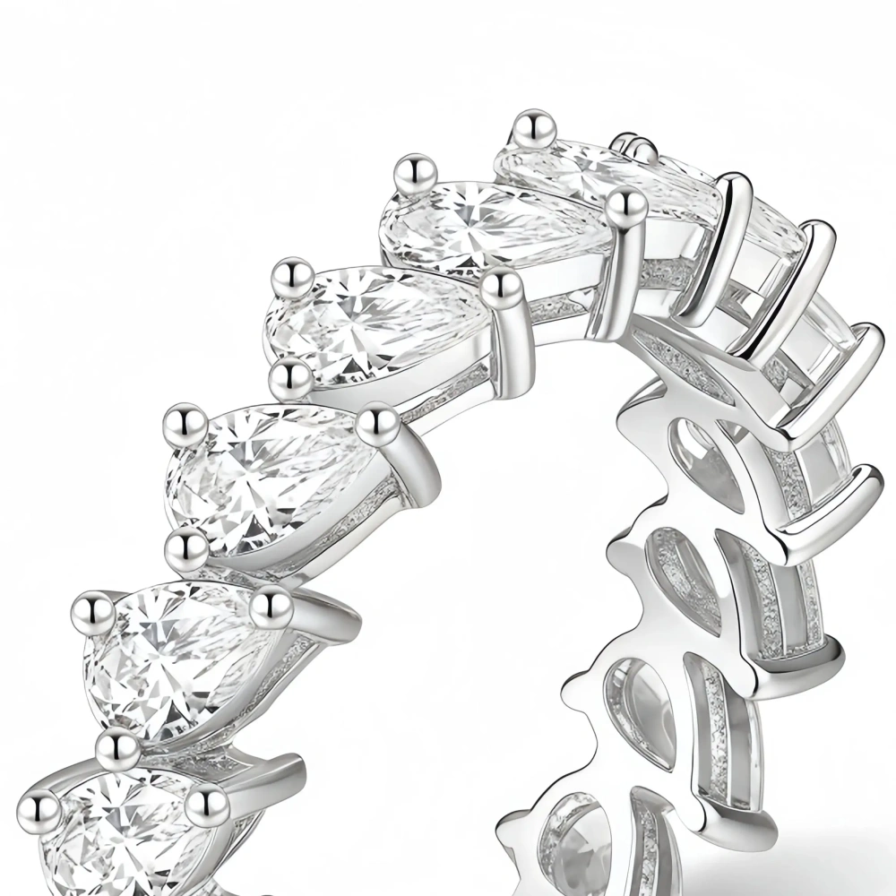 ShanLover Brand High Quality 925 Sterling Silver Diamond Row Ring Precisely Cut Stacked Diamond Ring Fashion Jewelry Accessory