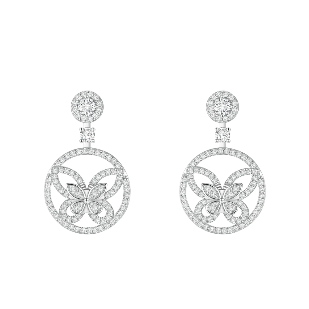 ShanLover Brand Real 925 Sterling Silver Circular Butterfly Zircon Stud Earrings Luxury Quality Fashion Drop Earrings Jewelry
