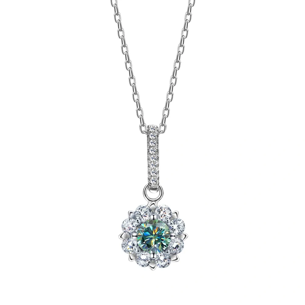 ShanLover Brand Luxury Women 925 Pure Silver Necklace Snowflake Pendant MST Moissanite Diamond Drop Pendants Necklaces Jewelry