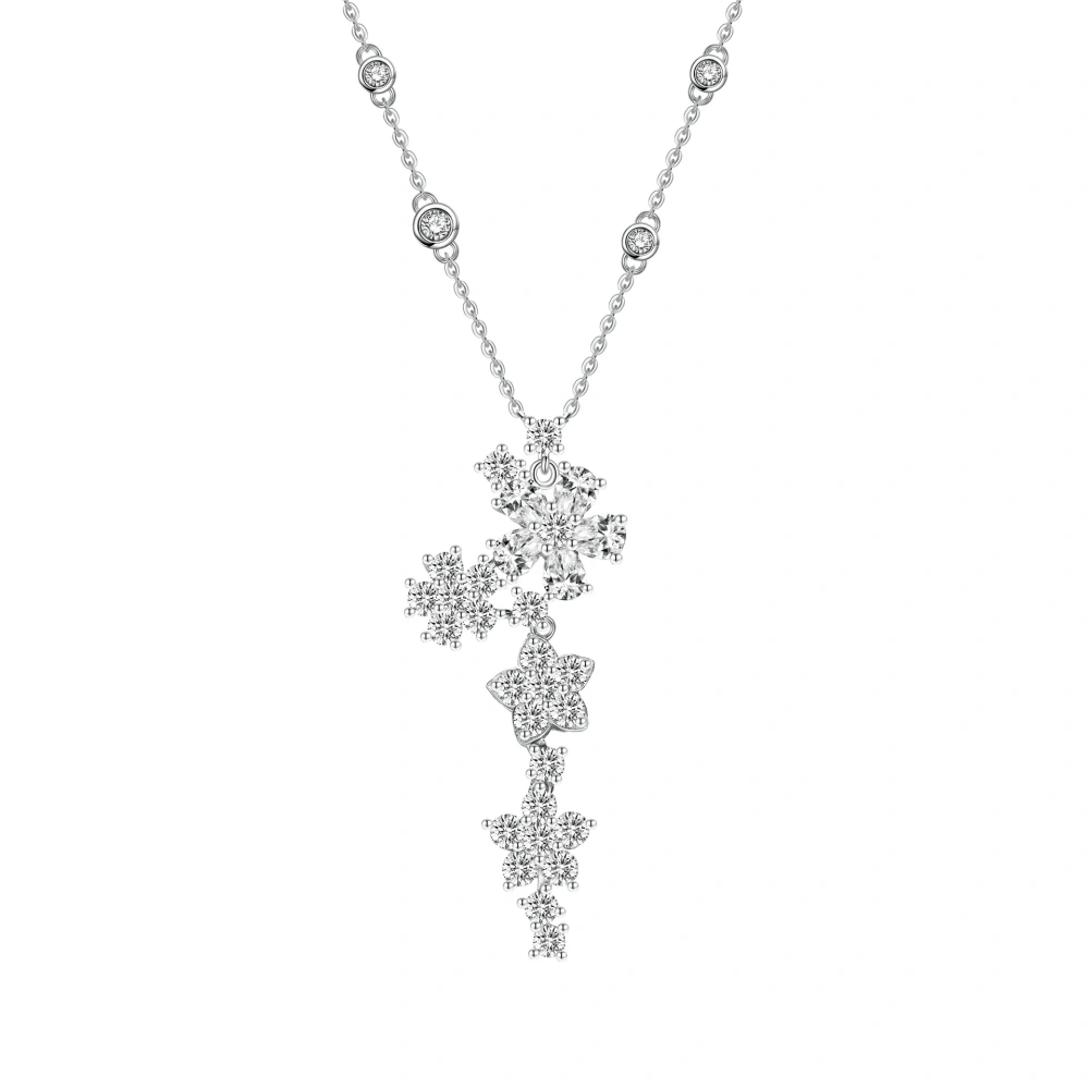 ShanLover Luxury Brand Flower Pendant Necklace Jewelry Real 925 Sterling Silver Women Dorp Pendant Chain Link Necklace Jewelry
