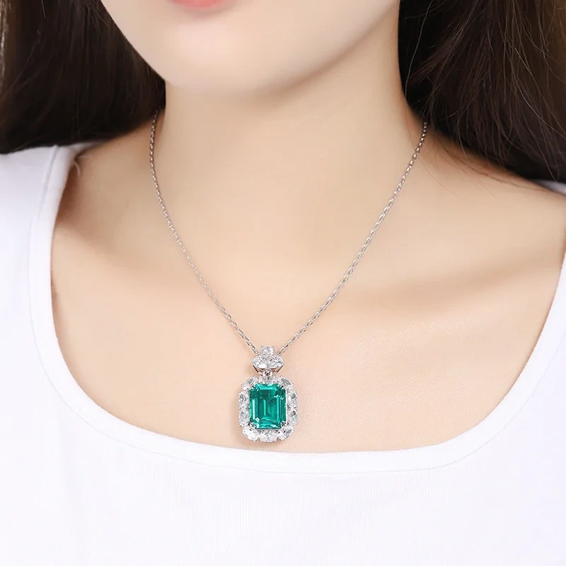 ShanLover Brand High Quality S925 Sterling Silver  Necklace Lab Inlaid Jewelry Necklace S925 Sterling Silver Jewelry Necklace