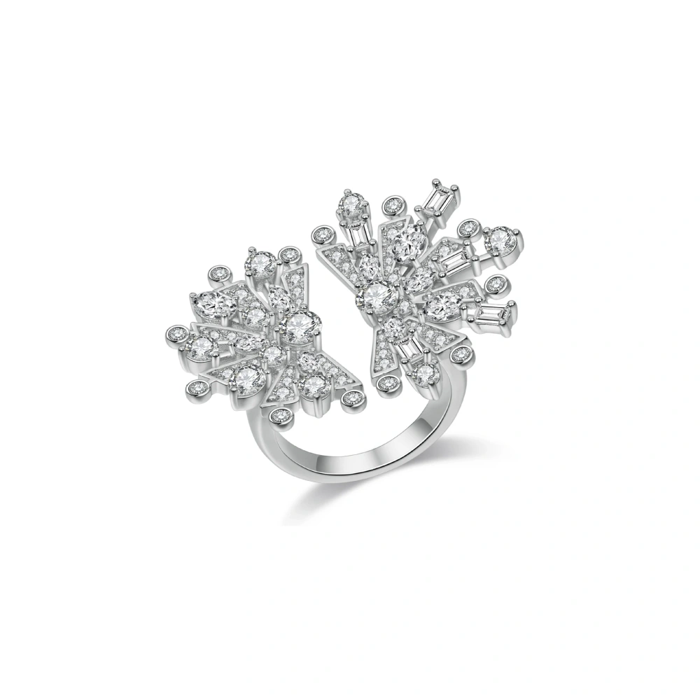 ShanLover Brand High New Products End 925 Silver Fan Shaped Opening Ring For Women Zircon Certificated Elegant Party Ring