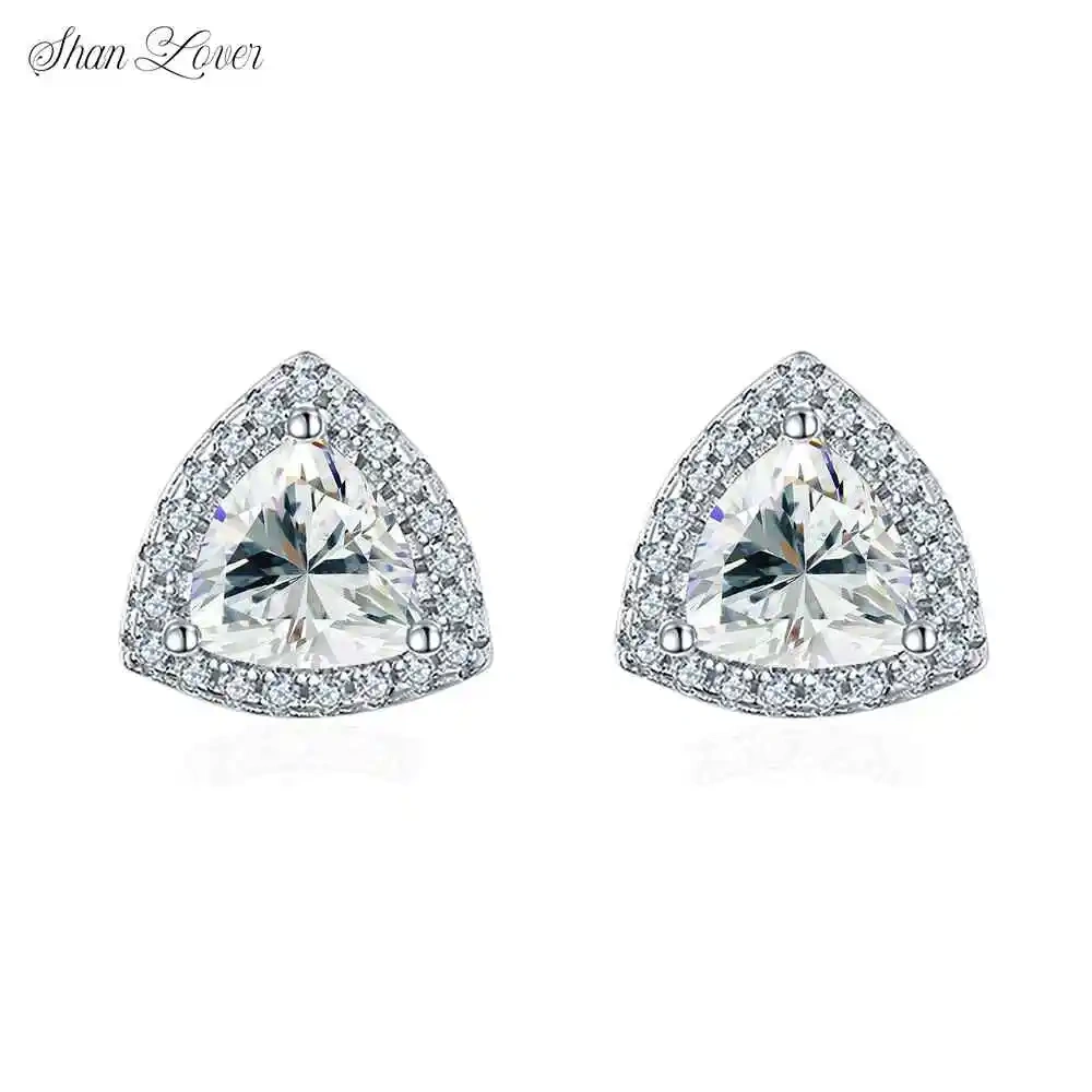 ShanLover Brand 1.2ct Triangular Moissanite Diamond Stud Earrings S925 Sterling Silver Jewelry Fashion for Women