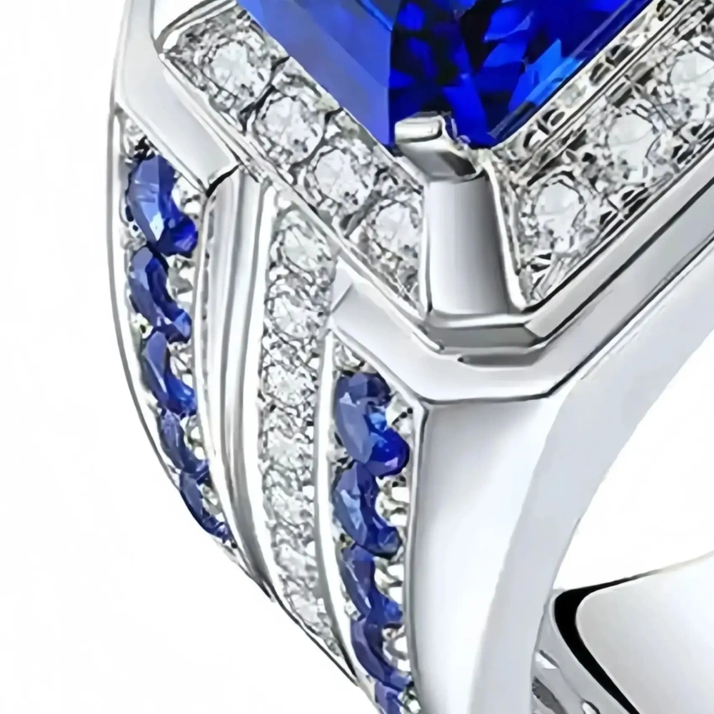 ShanLover Brand Main Gemstone 2.9ct Sapphire Ring MGI Top Grade Lab Grown Gemstones Rings For Man 925 Sterling Silver Jewelry