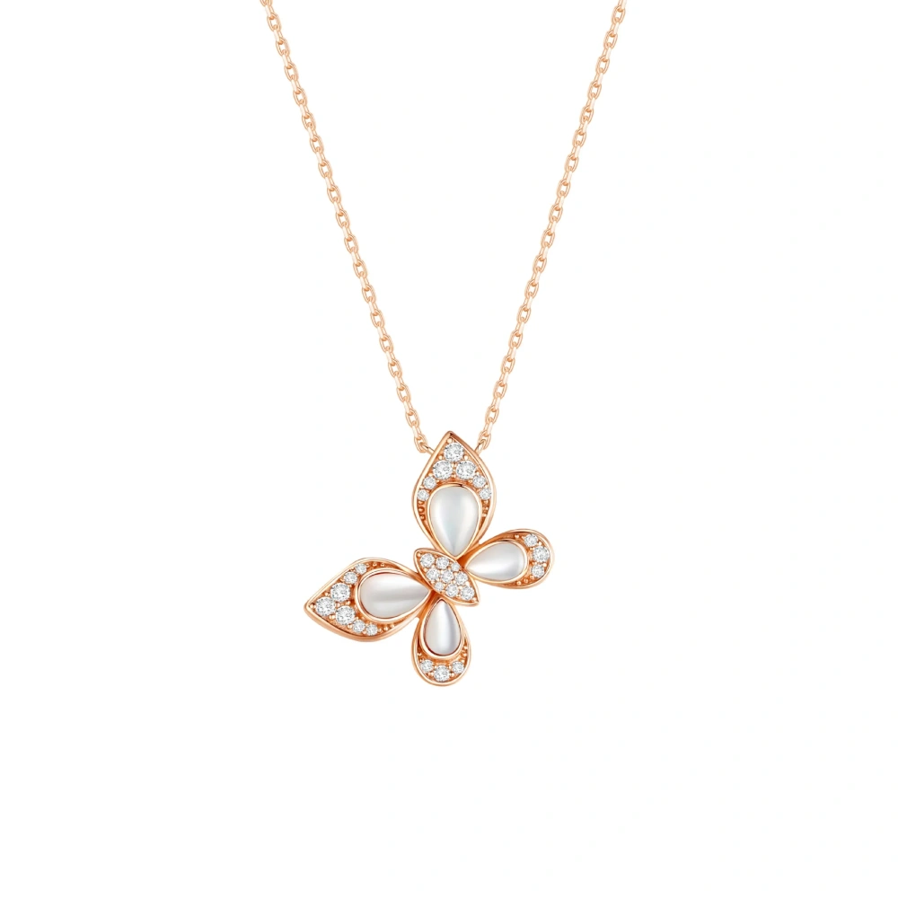 ShanLover Brand 925 Sterling Silver Pendants Necklaces White Red Green Gemstones Butterfly Necklace Pendants Jewelry For Women