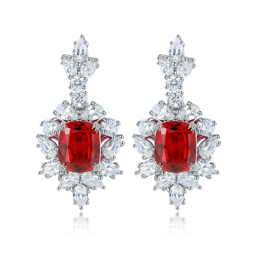 ShanLover Brand Luxury Brand Designer Pigeon Blood S925 Silver Ear Stud Red Treasure Cultivated Treasure Certificated Jewelry ﻿