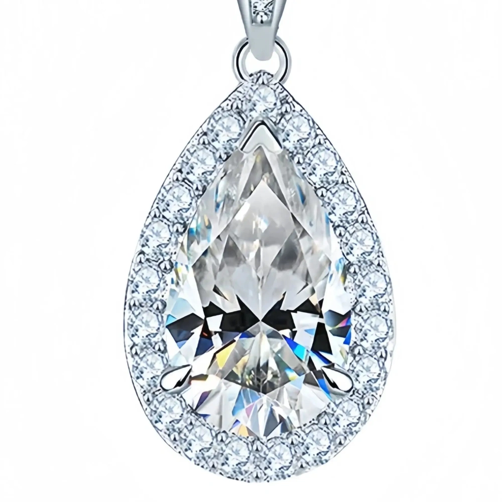 ShanLover Brand Moissanite Pendant Necklace For Women S 925 Sterling Silver Chain Necklace With Water Drop Pendants Jewelry