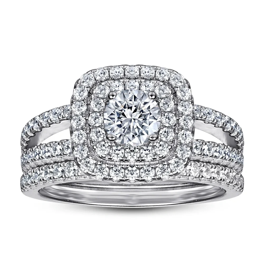 Winkin Winsin 925 Sterling Silver Light Luxury Ring Set Moissanite Diamond Ring Set CMA Certificate Jewelry
