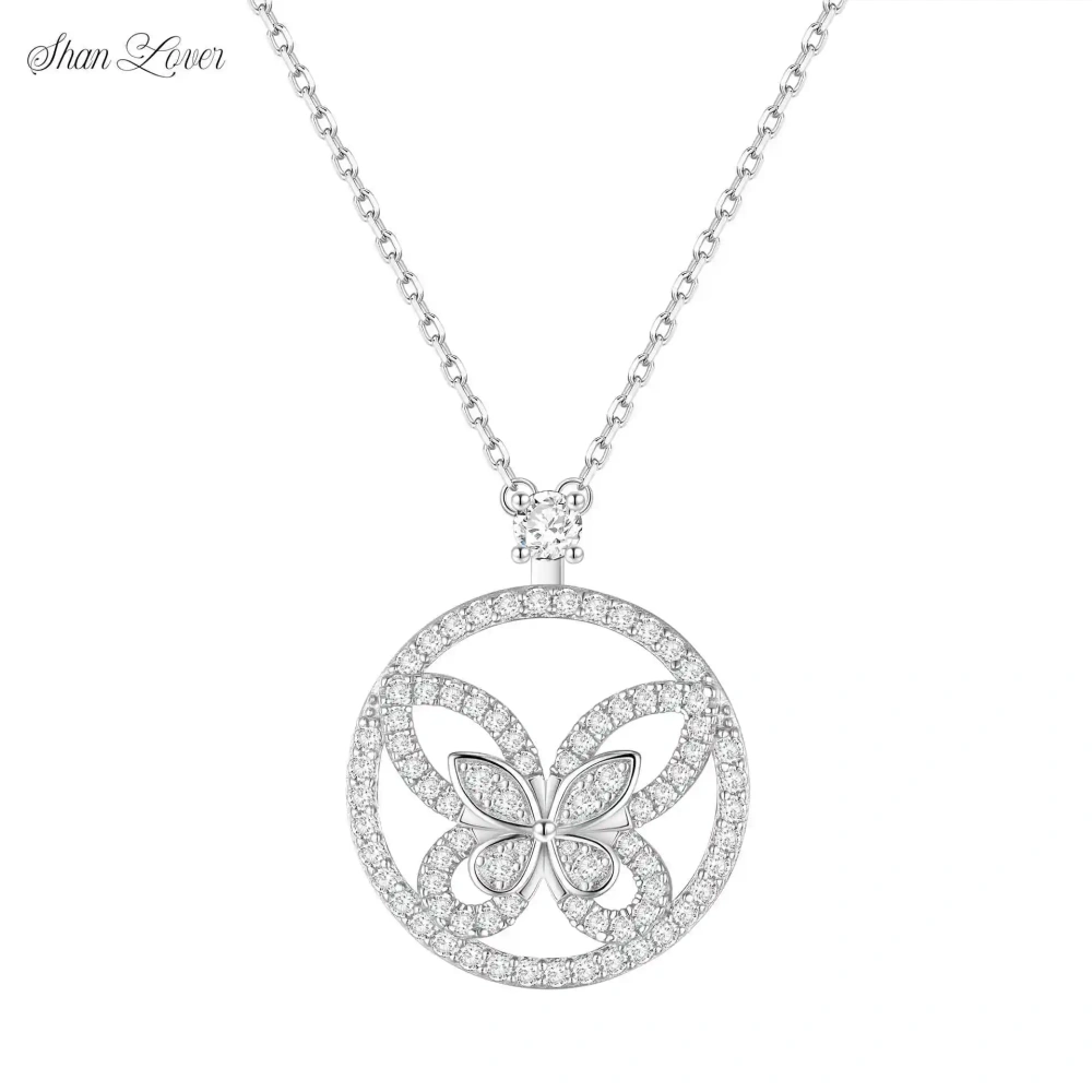 ShanLover Luxury Brand High Grade Platinum Plating Butterfly Pendant Real 925 Sterling Silver Necklace Pendants Fine Jewelry