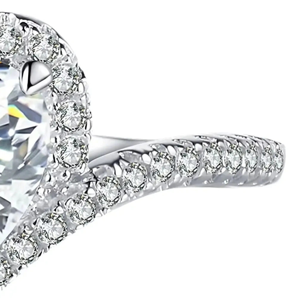 ShanLover Brand Heart Shaped Moissanite Diamond Ring Set S925 Sterling Silver Wedding Band for Women Sparkling Jewelry