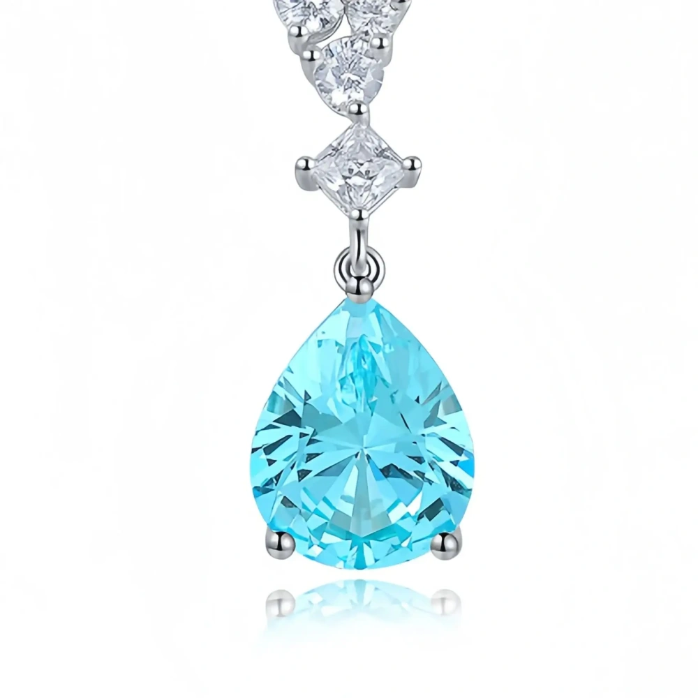 ShanLover Brand Real 925 Sterling Silver Pendant Necklace Lab Grown Paraiba Blue Tourmaline Gemstones Necklaces Pendants Women