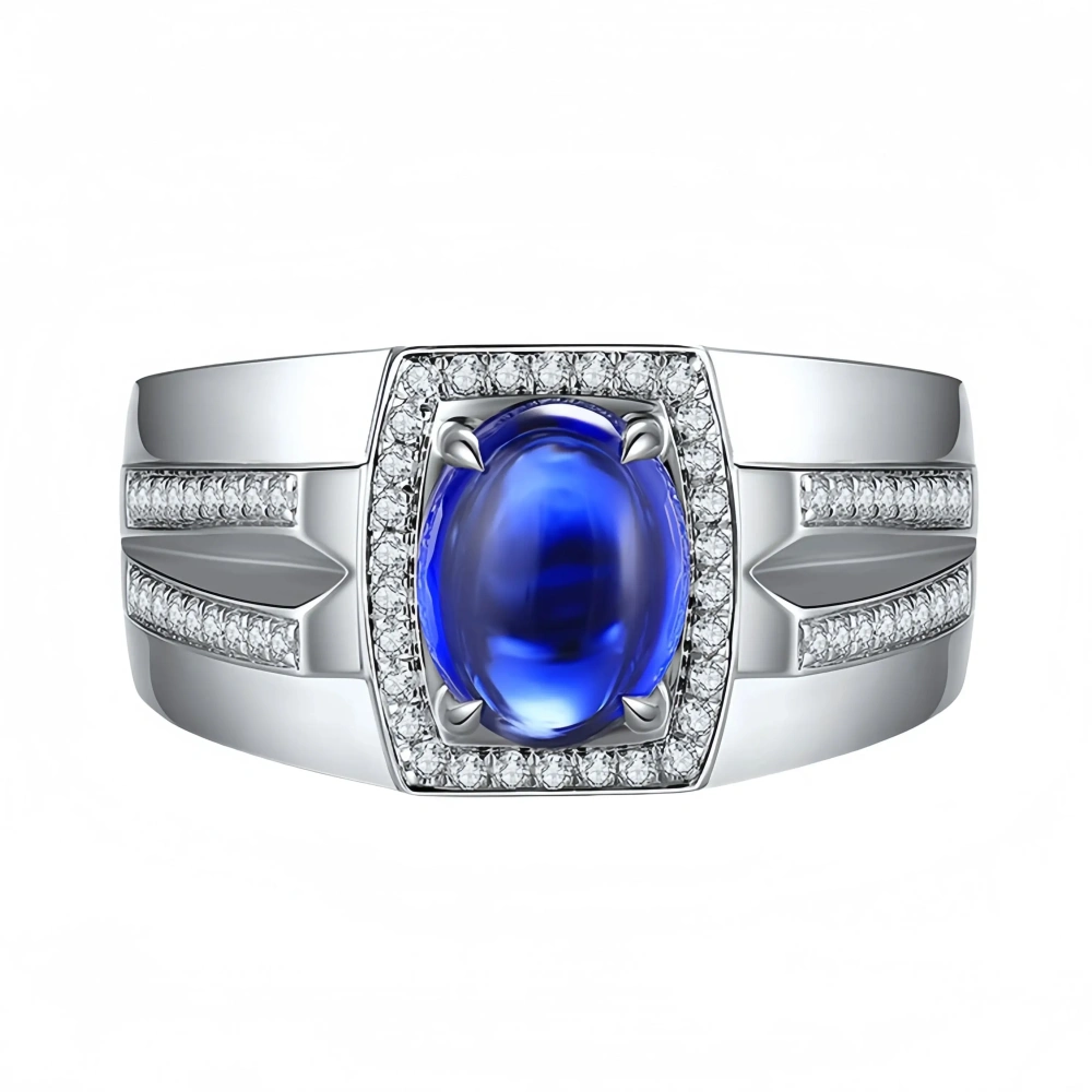 ShanLover Brand Real 925 Sterling Silver Rings MUSHAN CO. MGI Grade Lab Grown Sapphire Ring for Men Women Blue Gemstones Jewelry