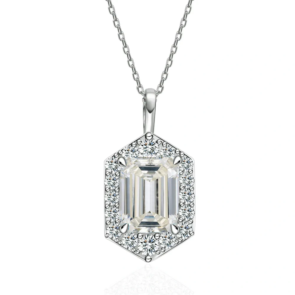 ShanLover Brand Moissanite Diamond Necklace for Women S925 Sterling Silver 3ct Cut Diamond Pendant Elegant Jewelry