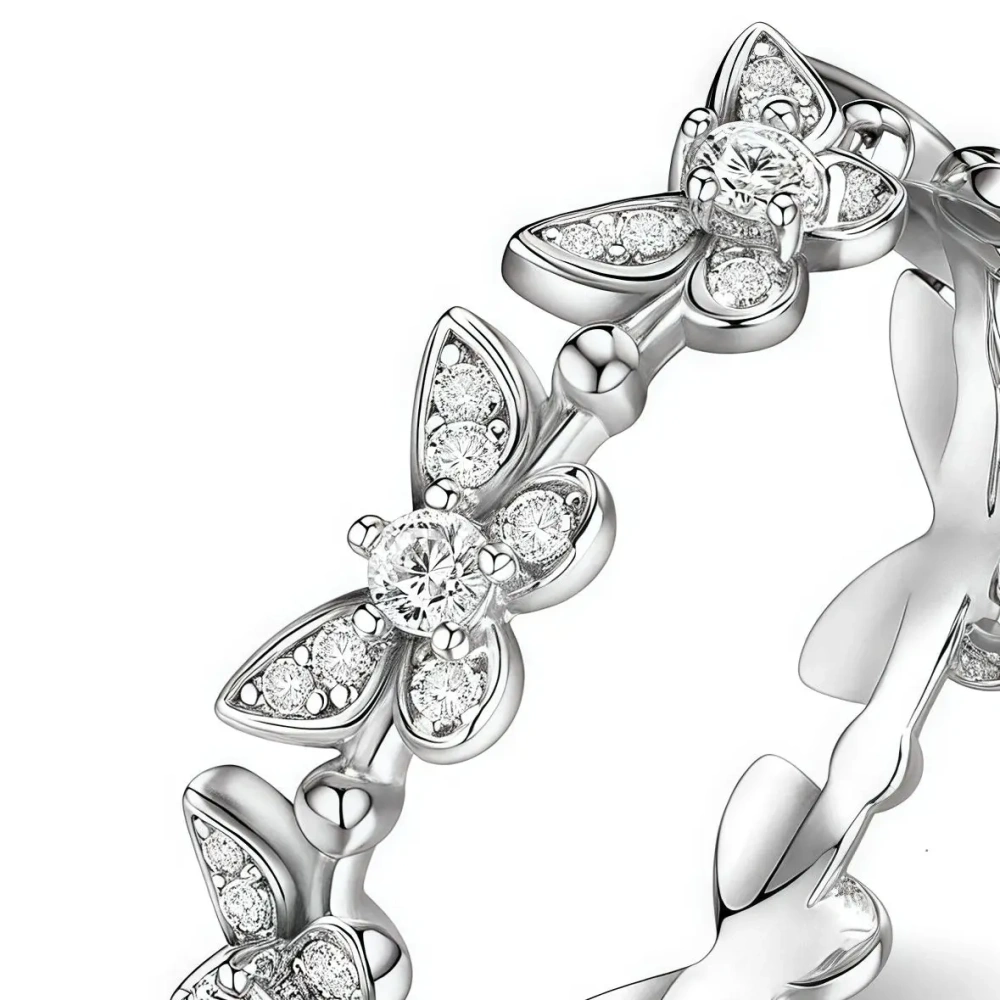 ShanLover  Brand Full Row Mini Butterfly Ring High Quality 925 Sterling Silver Fashionable Niche Design for Women