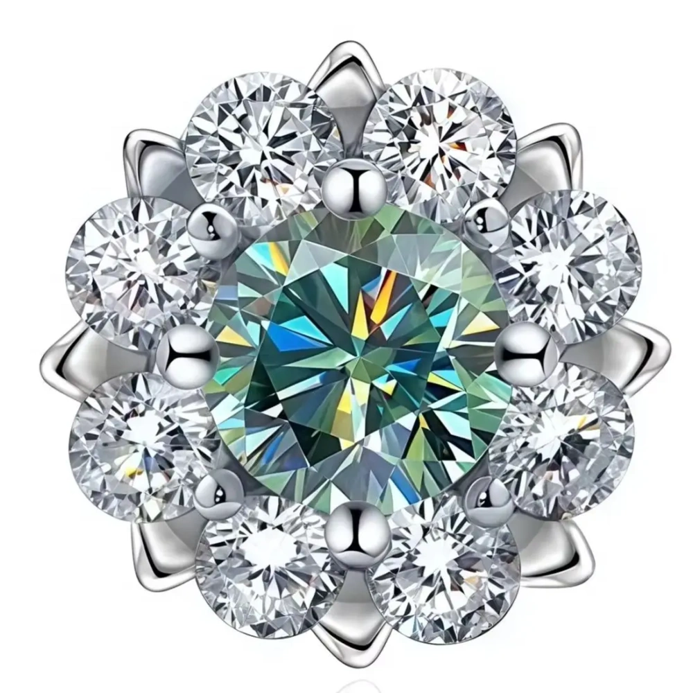 ShanLover Brand Luxury 0.5ct Snowflake Design Moissanite Diamond Stud Earrings S925 Sterling Silver Earrings Jewelry