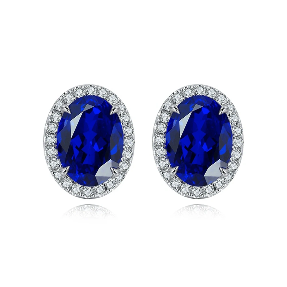 ShanLover Brand Cultivated Sapphire Stud Earrings Zircon 925 Silver Jewelry High Quality Pendant Earrings Certificated Jewelry