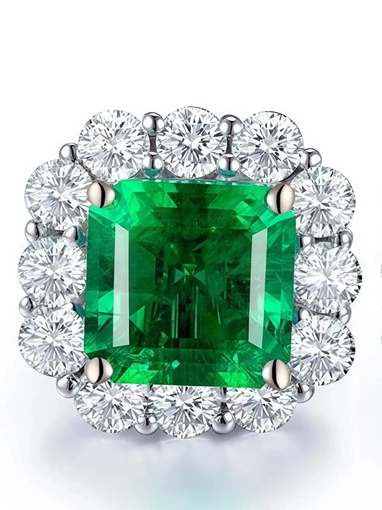 ShanLover Brand MST Top Grade S925 Sterling Silver Lab-Grown Gemstone Emerald Stud Earrings for Women Jewelry
