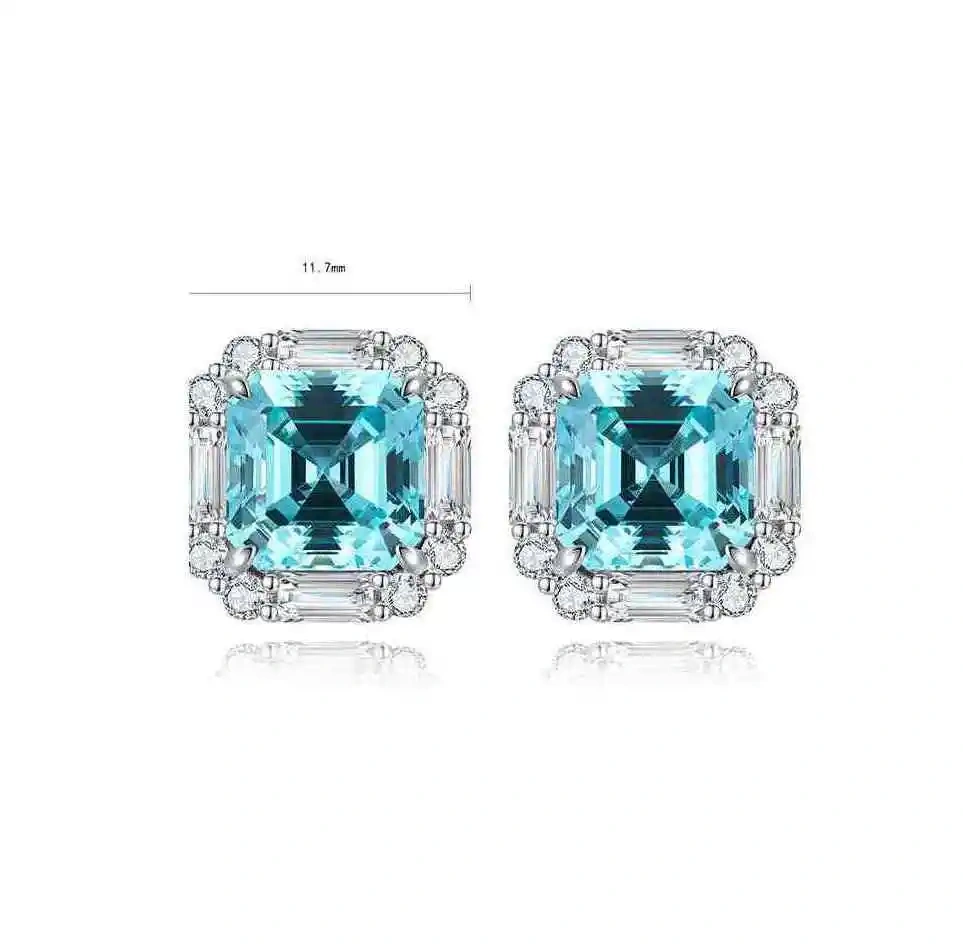 ShanLover Brand MGI Top Grade  Lab Grown Emerald Gemstone Ring Women Real 925 Sterling Silver Wedding  Earrings  Jewelry