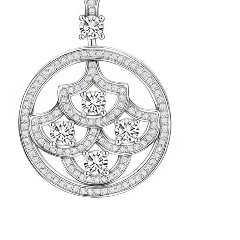ShanLover Brand AAAAA Grade MST Top Grade 925 Sterling Silver Full Diamond Hollow Fan Shaped Zircon Earrings Luxury Jewelry