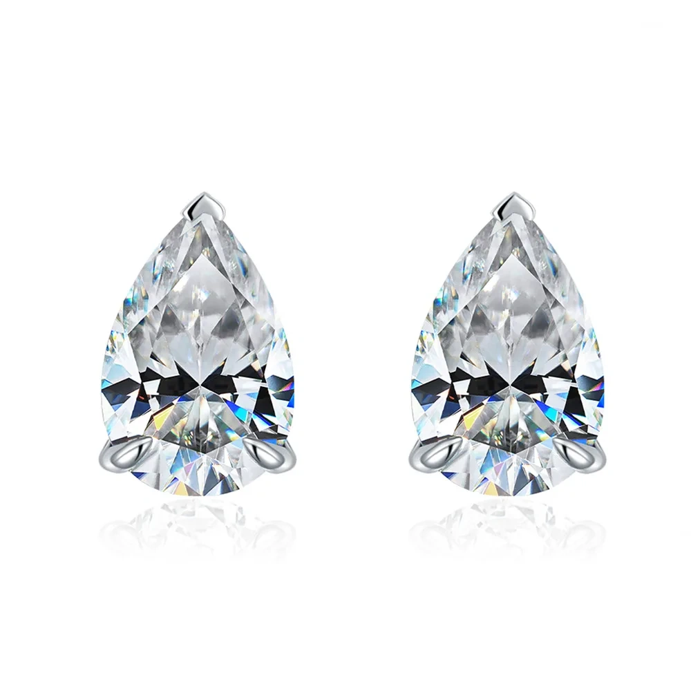 ShanLover Brand High-Grade Moissanite Diamond Earrings Teardrop Design 925 Sterling Silver Stud Earrings Woman Jewelry Accessory