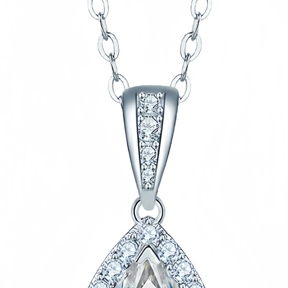 ShanLover Brand Moissanite Pendant Necklace For Women S 925 Sterling Silver Chain Necklace With Water Drop Pendants Jewelry