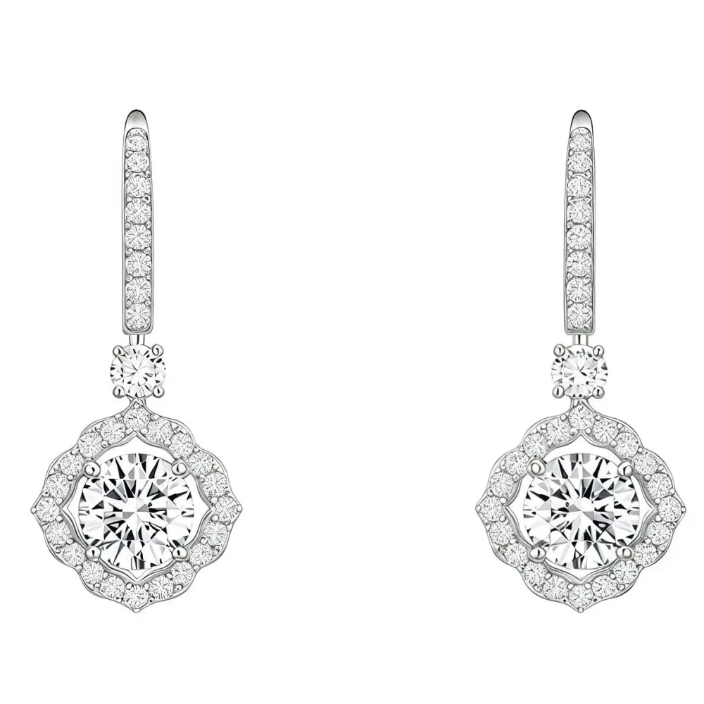 ShanLover Brand 5A Grade 925 Sterling Silver Pendant Zircon Earrings CMA Certificate Luxury Drop Earrings For Woman Jewelry