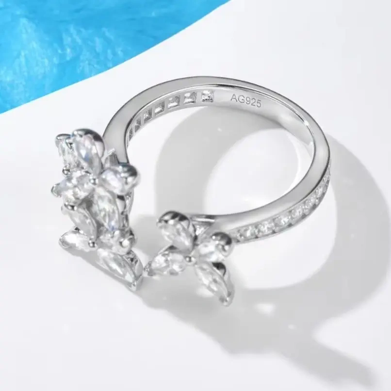 ShanLover Brand S925 925 Sterling Silver Ring for Women Diamond Embed Four Butterflies Design Fashion Rings Jewelry Accessory