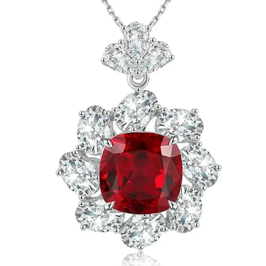 ShanLover Brand Brand Wedding Ring Laboratory-grown Pigeon Blood Red Gemstone Elegant Lab Grown Gemstones Ladies Necklace