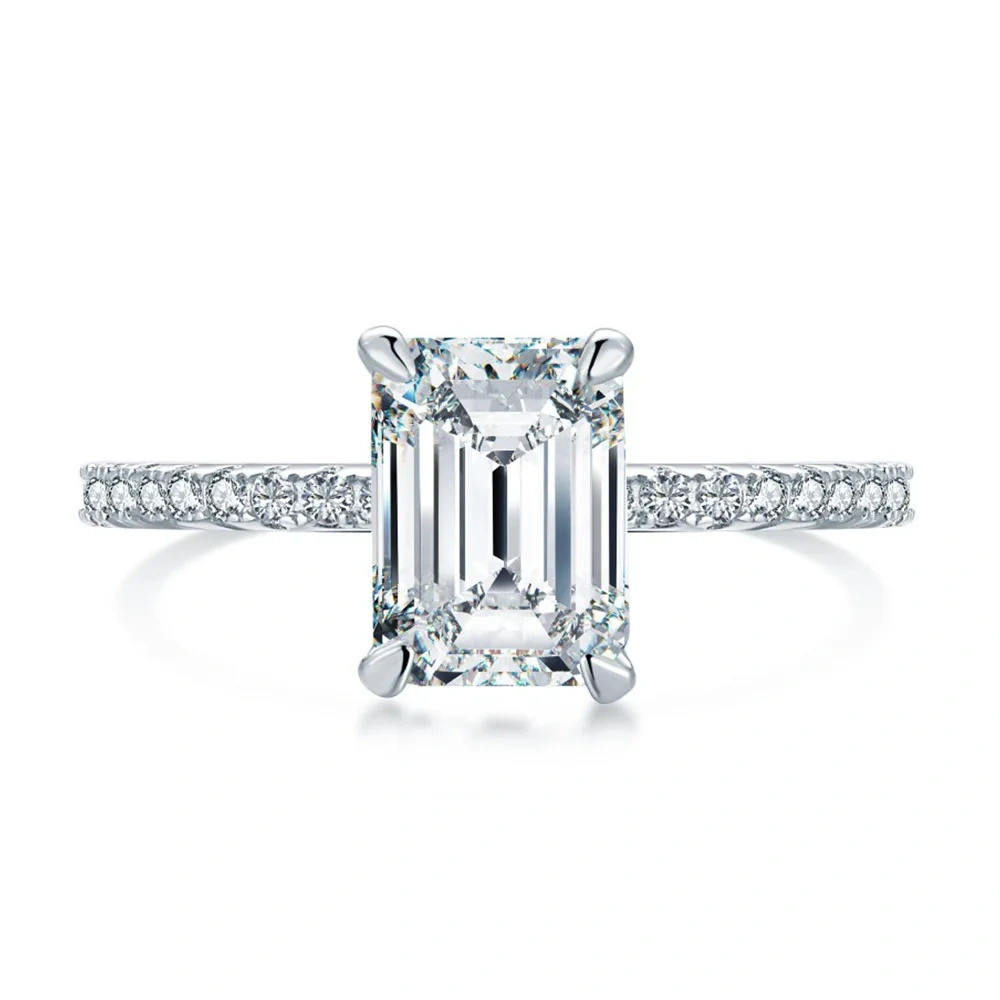 ShanLover Brand MST Top-Grade Diamond Moissanite Ring For Man Woman Girls Sugar Cube Design S925 Real 925 Sterling Silver Rings