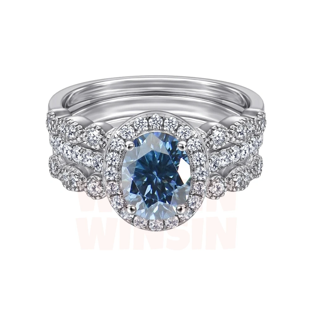Winkin Winsin s925 sterling silver 1.5-carat oval Moissanite ring for women's silver jewelry, exuding a sense of luxury