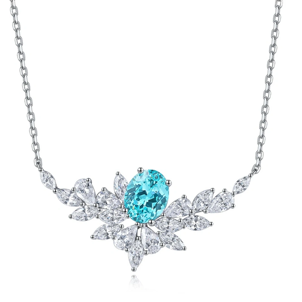 ShanLover Brand High Quality Necklace S925 Silver-Cultivated Paraiba Certificate Necklace Women Lab Grown Gemstones Jewelry