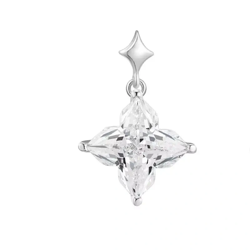 ShanLover Brand Hot Sales AAAAA Level 925 Sterling Silve Cut Diamond Four Leaf Clover Zircon Drop Stud Earrings Luxury Jewelry