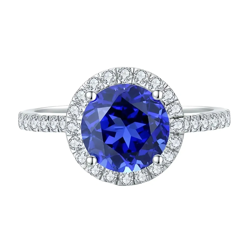 ShanLover Brand MGI Top Grade Sapphire Rings Lab Grown Blue Sapphire Gemstones Wedding Ring Women 925 Sterling Silver Jewelry