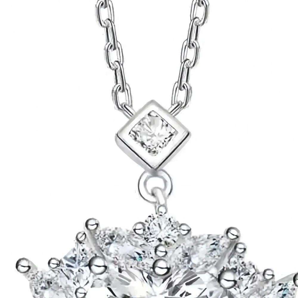ShanLover Brand Heart shaped Moissanite Necklace for Women 925 Sterling Silver Heart Pendant Jewelry