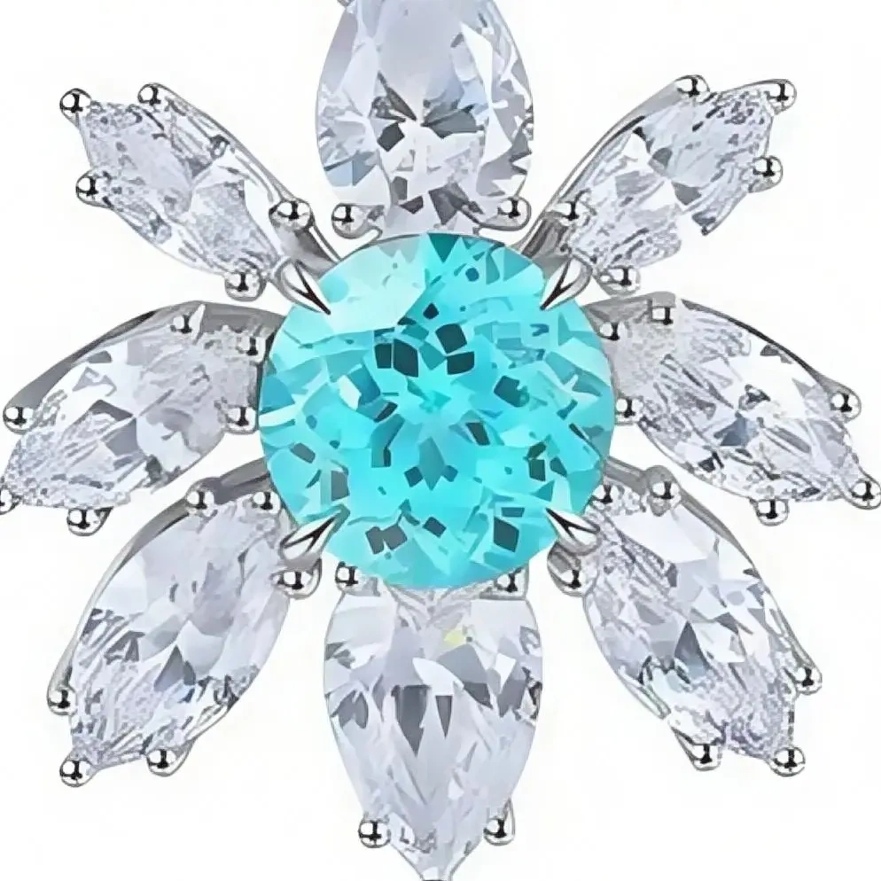 ShanLover BrandHigh Quality Flower Lab Grown Gemstones Necklace Certificate S925 Silver Simple Elegant Daily Wear Jewelry