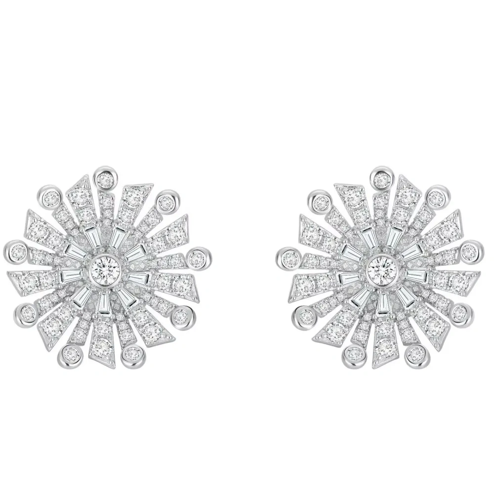ShanLover Brand 5A Level 925 Sterling Silver Ear Studs Snowflake Zircon Stud Earring Desig Luxury Fashion Jewelry