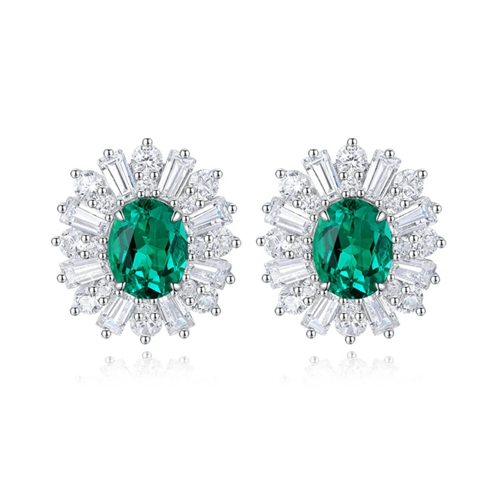 ShanLover Brand Light Luxury Sapphire Stud Earrings for Women Elegant Lab Cultivated Diamond Pendant Earrings Jewelry