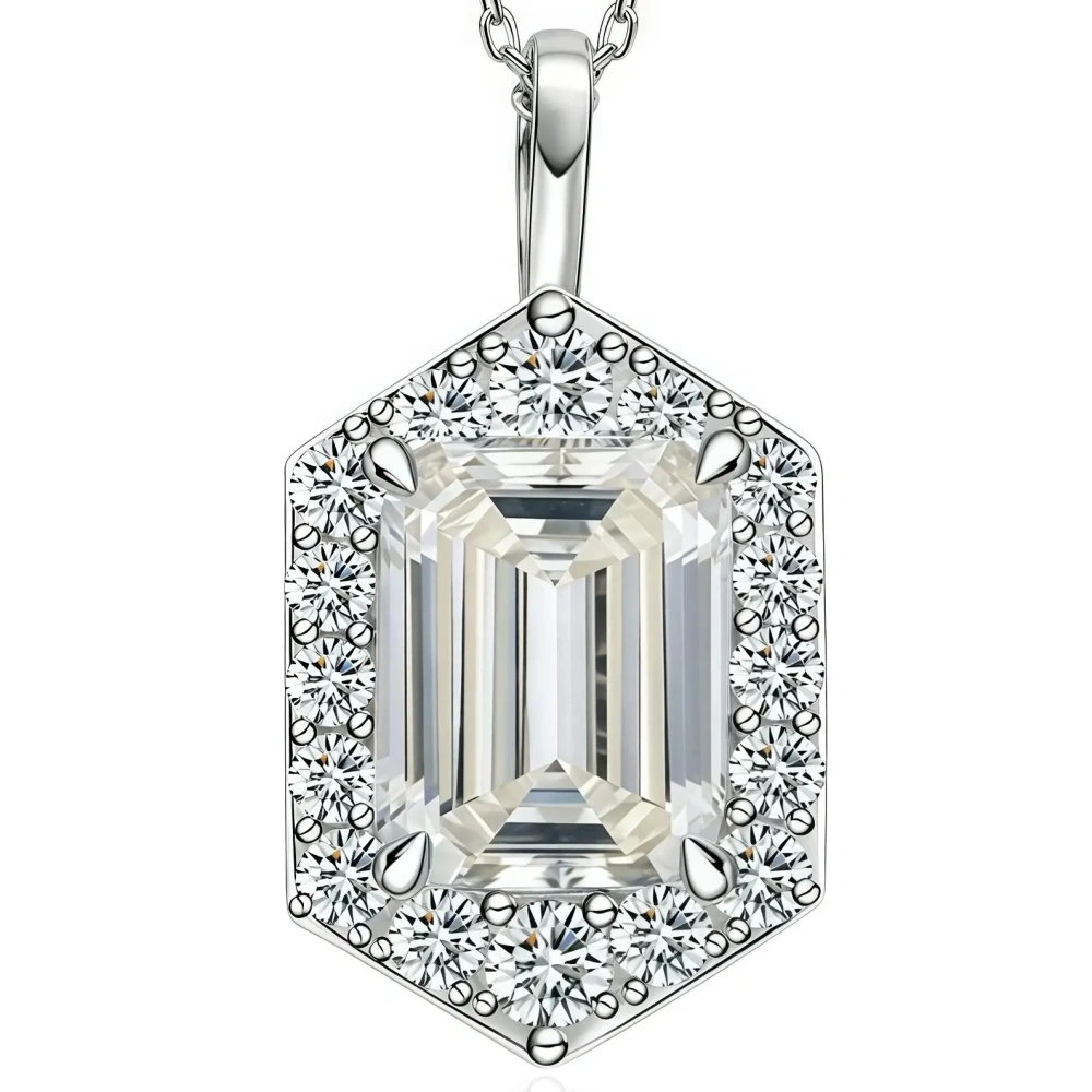 ShanLover Brand Moissanite Diamond Necklace for Women S925 Sterling Silver 3ct Cut Diamond Pendant Elegant Jewelry